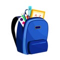 Education, schoolbag luggage, rucksack. Kids school bag with education equipment. Backpacks with study su